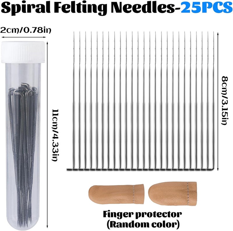Fadoub Felting Needles, 25PCS Spiral Wool Felting Needles, Needle Felting Tool, Needle Felting Starter Kit with Bottles - Image 2